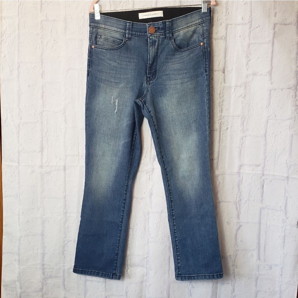 VINTAGE AMERICA High Rise Hemmed Jeans 10P